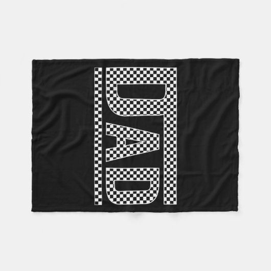Checkered Dad Black White Funny Dad Father's Day M Fleecedecke (Vorderseite (Horizontal))