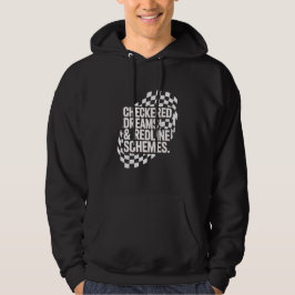 Checkered Dreams and Redline Schemes Wavy Text Hoodie