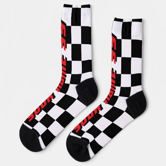 Checkered flag car racing sport personalized socken (Linkes Detail)