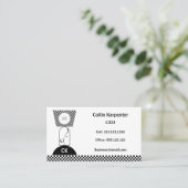 Checkered & Geometric Black White Shapes Visitenkarte (Stehend Vorderseite)