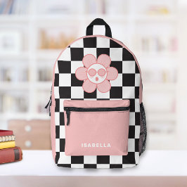 Checkered Girl School Backpack Bedruckter Rucksack