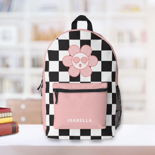 Checkered Girl School Backpack Bedruckter Rucksack
