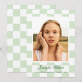 Checkered Grad graduation announcement green Ankündigung (Vorne/Hinten)