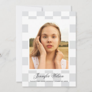 Checkered Grad graduation announcement Grey Ankündigung