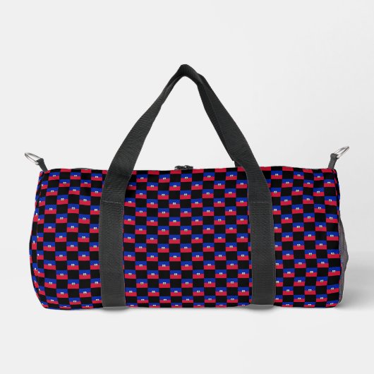 Checkered Haiti Flag Muster Duffle Bag (Vorderseite)