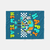 Checkered Happy New Year 2026 Disco Ball New Year Fleecedecke (Vorderseite (Horizontal))