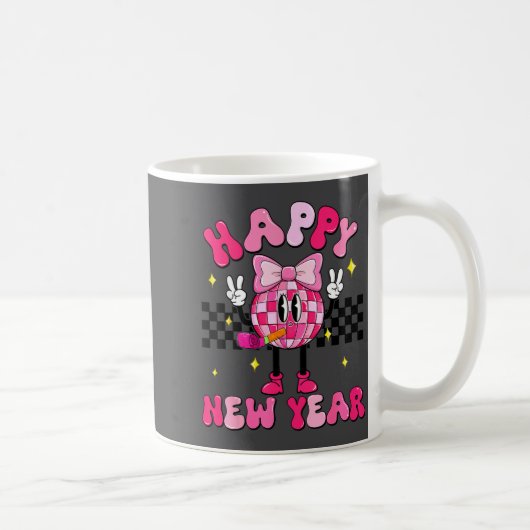 Checkered Happy New Year 2026 Disco Ball New Year  Kaffeetasse (Rechts)