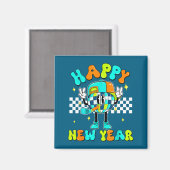Checkered Happy New Year 2026 Disco Ball New Year  Magnet (Vorderseite/Rückseite)