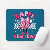Checkered Happy New Year 2026 Disco Ball New Year  Mousepad (Mit Mouse)