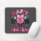 Checkered Happy New Year 2026 Disco Ball New Year Mousepad (Mit Mouse)