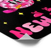 Checkered Happy New Year 2026 Disco Ball New Year Poster (Ecke)