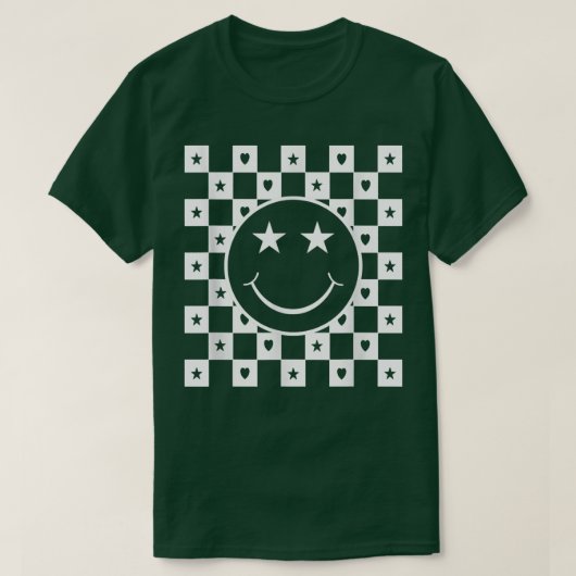 Checkered Happy Smiling Face Graphic Funny T-Shirt (Design vorne)