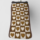 Checkered Hearts in Warm Cocoa Golf Headcover (Rotieren 90)