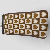Checkered Hearts in Warm Cocoa Golf Headcover (Vorderseite)