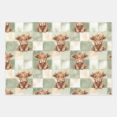 Checkered Highland Cow pink green blue Gift Wrap Geschenkpapier Set (Vorderseite 3)