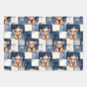 Checkered Highland Cow pink green blue Gift Wrap Geschenkpapier Set (Vorderseite 2)