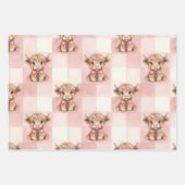 Checkered Highland Cow pink green blue Gift Wrap Geschenkpapier Set (Vorderseite)