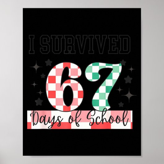 Checkered I Survived 67 Days Of School Meme Teache Poster (Vorne)