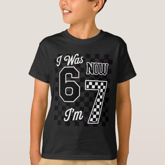 Checkered I Was 6 Now I'm 7 Birthday Seven Years O T-Shirt (Vorderseite)