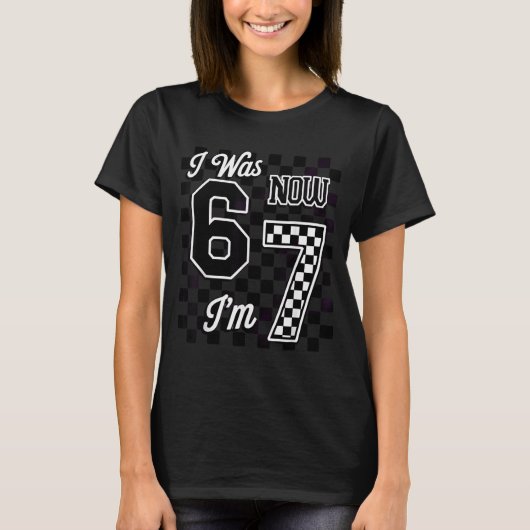 Checkered I Was 6 Now I'm 7 Birthday Seven Years O T-Shirt (Vorderseite)