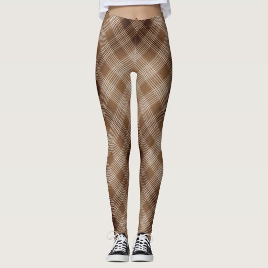 Checkered karierte Leggings Browns und TANs (Vorderseite)