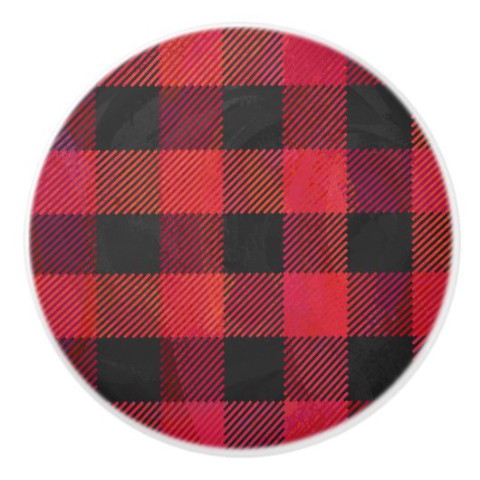 Checkered kariertes Rotes und schwarz Keramikknauf (Vorderseite)