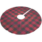 Checkered kariertes Rotes und schwarz Polyester Weihnachtsbaumdecke (Schrägansicht)