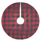 Checkered kariertes Rotes und schwarz Polyester Weihnachtsbaumdecke (Vorderseite)