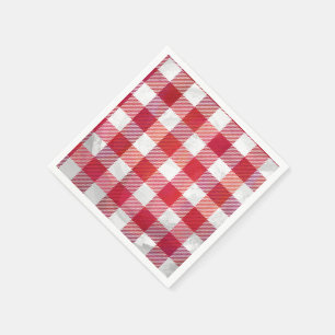 Checkered kariertes Rotes und weiß Serviette
