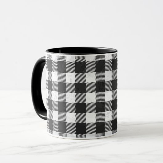Checkered kariertes Schwarzweiss Tasse (Vorderseite Links)