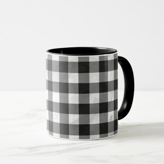 Checkered kariertes Schwarzweiss Tasse (VorderseiteRechts)