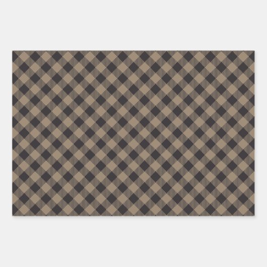Checkered Khaki Buffalo Kariert Geschenkpapier Set (Vorderseite 2)