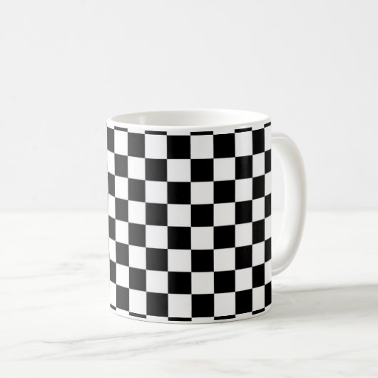 Checkered klassische Schwarzweiss-Tasse Kaffeetasse (VorderseiteRechts)