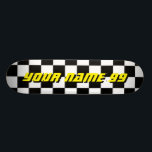 Checkered laufende Flaggen-individueller Name Skateboard<br><div class="desc">Checkered laufende Flaggen-individueller Name Skateboardplattform. Cooler hölzerner Skatebrettentwurf für Jungen und Mädchen. Spaß-Geburtstagsgeschenkidee für Kinder. Personifizieren Sie mit Ihrem eigenen einzigartigen Namen, lustige Zitat- oder Monogrammbuchstaben. Einzigartige Geburtstagsgeschenkidee für Skatersohn, Enkel, Neffeen, Cousin, Tochter, Schwester, Bruder, Freunde, Freund, Autorennentypographie der Freundin etc. dynamische mit Schwarzweiss-Quadratmuster. Auch nett als Weihnachtsfeiertagsspielzeug vorhanden für...</div>