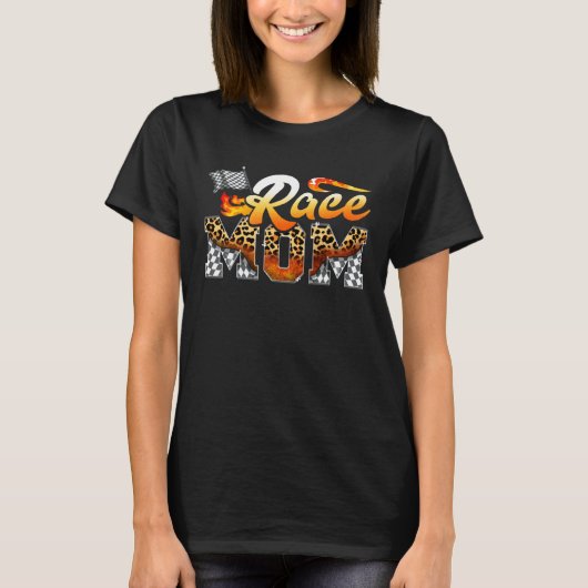 Checkered Leopard Race Mom Race Mommy Mother's Day T-Shirt (Vorderseite)