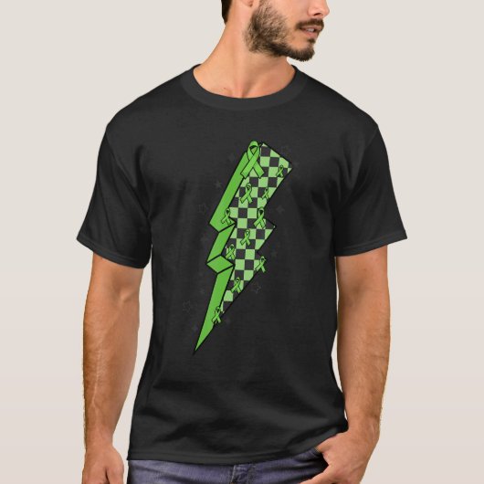 Checkered Lightning Green Ribbon Depression Screen T-Shirt (Vorderseite)