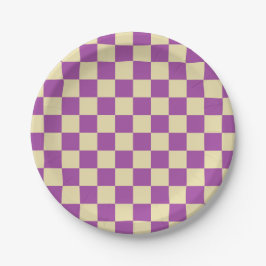 Checkered Lila und beige Pappteller