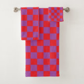 Checkered Lila und rot Badhandtuch Set (Insitu)