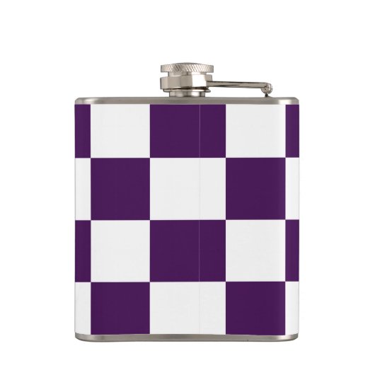 Checkered Lila und weiß Flachmann (Rückseite)