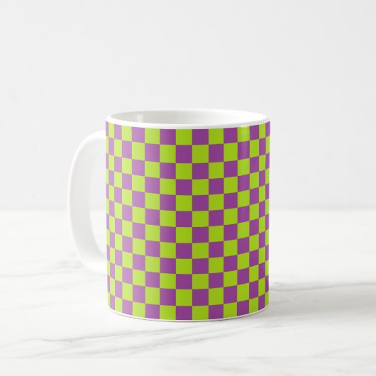 Checkered Limones Grünes und lila Kaffeetasse (Vorderseite Links)