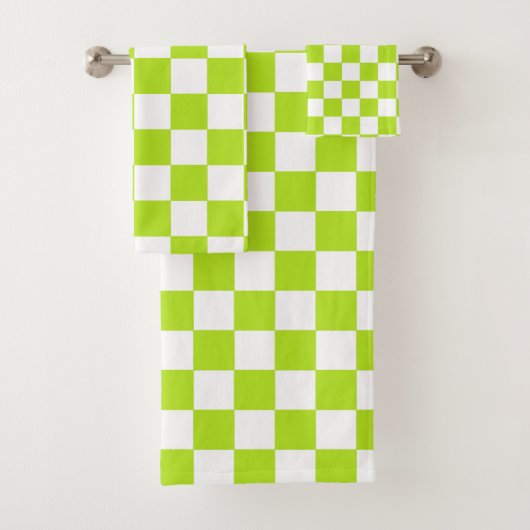 Checkered Limones Grünes und Weiß Badhandtuch Set (Insitu)