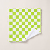 Checkered Limones Grünes und Weiß Badhandtuch Set (Waschlappen)