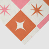 Checkered Mid Century Atomic Stars Pink Orange Seidenpapier (Detail)