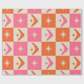 Checkered Mid Century Boomerangs pink and orange  Geschenkpapier (Flach)