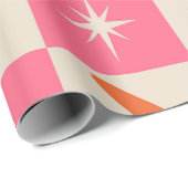 Checkered Mid Century Boomerangs pink and orange  Geschenkpapier (Rolleneckpunkt)