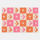 Checkered Mid Century Boomerangs pink and orange  Geschenkpapier Set (Vorderseite 3)