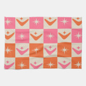 Checkered Mid Century Boomerangs pink and orange  Geschirrtuch (Horizontal)