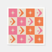Checkered Mid Century Boomerangs pink and orange  Serviette (Vorderseite)