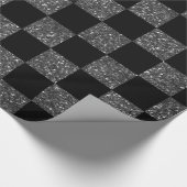Checkered Muster des schwarzen Glitters des Geschenkpapier (Ecke)