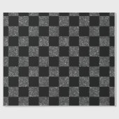 Checkered Muster des schwarzen Glitters des Geschenkpapier (Flach)